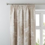 Laura Jacquard Natural Thermal Pencil Pleat Curtains Cream