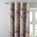 Misty Moors Plum Thermal Eyelet Curtains Beige / Purple / Green