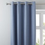 Solar Chambray Blackout Eyelet Curtains Blue