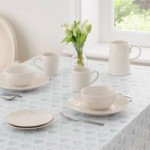 Country Heart Round PVC Duck Egg Tablecloth Duck Egg Blue