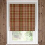 Highland Check Rust Blackout Roman Blind Red / Brown