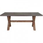 Harvey Acacia Dining Table With Concrete Top Brown