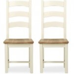 Wilby Pair of Slatted Dining Chairs – Cream Cream