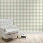 Balmoral Check Duck-Egg Wallpaper Duck Egg Blue & Cream