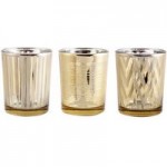 Set of 3 Gold Glass Tealight Holders Gold