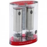 Cole & Mason Battersea Electronic Salt and Pepper Mill Set Stainless Steel Silver