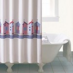 Beach Huts Shower Curtain Cream / Blue