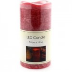 LED Red Church Candle 7.5cm x 15cm Red