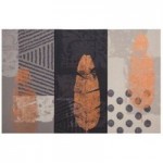 Leaf Printed Triptych Canvas Brown