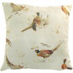 Pheasants Square Cushion Cover Natural Brown