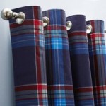 George Check Blackout Eyelet Curtains Blue