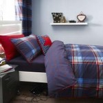 George Check Duvet Cover and Pillowcase Set Blue