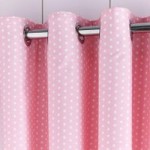 Fluffy Friends Pink Polka Dot Blackout Eyelet Curtains Pink