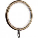 Pack of 6 Lined Metal Curtain Rings Dia. 28mm Antique Brass