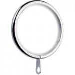 Pack of 6 Lined Metal Curtain Rings Dia. 28mm Silver