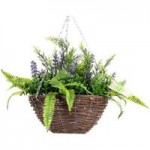 Artificial Lavender Hanging Basket Green