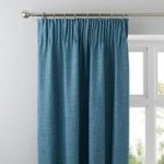 Vermont Teal Pencil Pleat Curtains Teal (Blue)