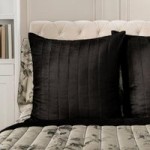 Dorma Harriet Quilted Continental Square Pillowcase Black