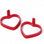 2 Heart Shaped Silicone Egg Rings Red