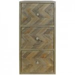 Chevron 3 Drawer Tower Brown