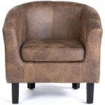 Faux Leather Tub Chair – Tan Tan Brown