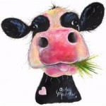 Shirley MacArthur Cow Printed Canvas Black and white