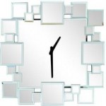 Hotel Squares Mirrored Wall Clock Silver