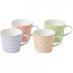 Royal Doulton Pastels Accent Set of 4 Mugs Blue, Pink, Green and Red