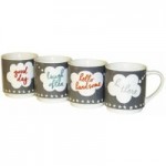 4 Thought Bubbles Stacking Mugs Grey