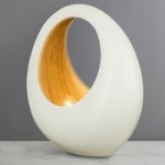 Bamboo Oval Table Lamp White