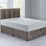 Sarasota Sprung Edge Divan Set- 2 Drawer Crushed Velvet Platinum