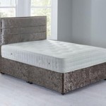 Havana Platform Top Divan Set – 0 Drawer Crushed Velvet Platinum Silver