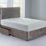 Havana Sprung Edge Divan Set – 4 Drawer Crushed Velvet Platinum