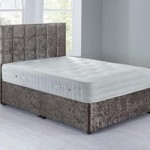 Cuba Platform Top Divan Set – 0 Drawer Crushed Velvet Platinum Silver