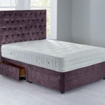 Shenice Sprung Edge Divan Set – 4 Drawer Crushed Velvet Amethyst