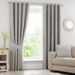 Chenille Silver Eyelet Curtains Silver