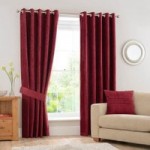 Chenille Wine Eyelet Curtains Wine (Red)