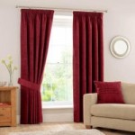 Chenille Wine Pencil Pleat Curtains Wine (Red)