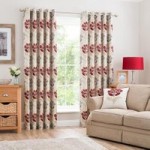 Lucy Claret Eyelet Curtains Claret (Red)