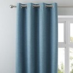 Luna Brushed Teal Blackout Eyelet Curtains Teal (Blue)