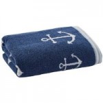 Anchor Motif Navy Hand Towel Navy (Blue)