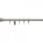 Trumpet Extendable Satin Silver Curtain Pole Dia. 16/19mm Satin Steel (Silver)