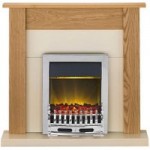 Southwold Fireplace Suite in Chrome and Oak with Electric Fire 1000-2000W 43 Inch Oak
