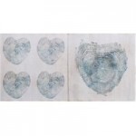 Set of 2 Heart Canvases White / Blue