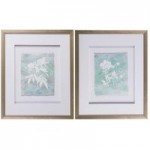 Set of 2 Raw Edge Framed Prints Multi Coloured