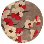 Red Infinite Blossom Circle Rug Red