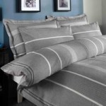 Willington Grey Striped Woven Duvet Cover and Pillowcase Set Grey