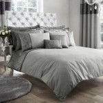 Lucia Embroidered Silver Duvet Cover and Pillowcase Set Silver