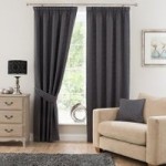 Omega Charcoal Pencil Pleat Curtains Charcoal Grey