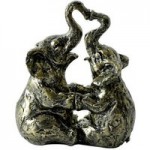 Bronze Kissing Elephants Ornament Bronze
